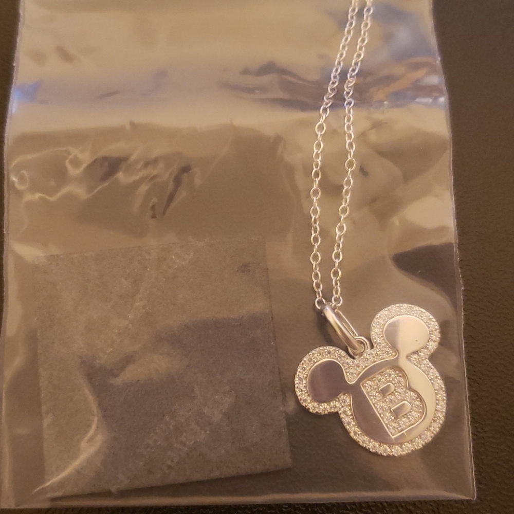 Mickey Mouse Cubic Zirconia "B" necklace
